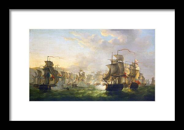 Dutch And English Fleets Framed Print featuring the painting Dutch and English Fleets by Martinus Schouman