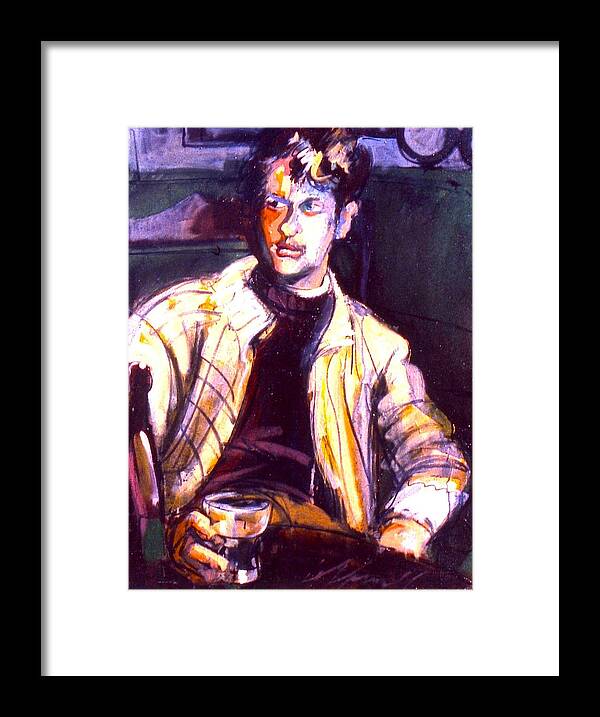 Dylan Framed Print featuring the painting Dylan Thomas by Les Leffingwell