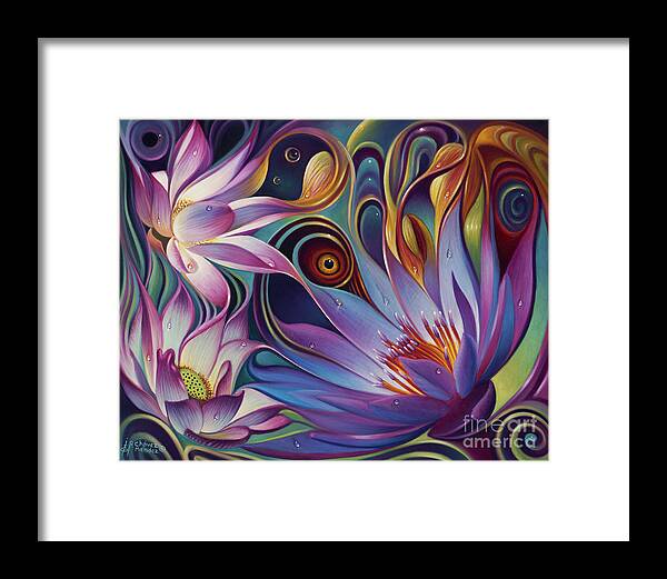 Lotus Framed Print featuring the painting Dynamic Floral Fantasy by Ricardo Chavez-Mendez