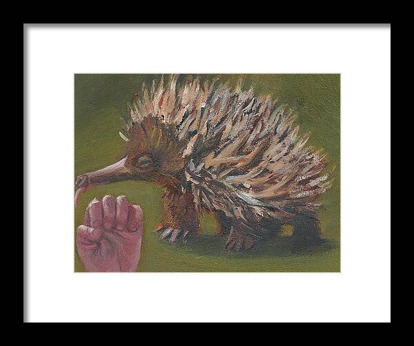 E Is For Echidna Framed Print featuring the painting E is for Echidna by Jessmyne Stephenson