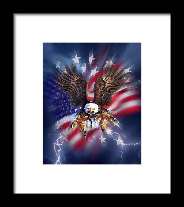 Eagle Framed Print featuring the digital art Eagle Burst by Jerry LoFaro