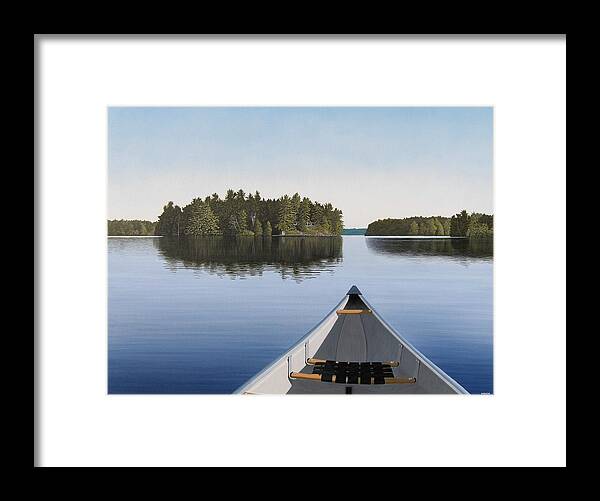 Canoe Framed Print featuring the painting Early Evening Paddle aka Paddle Muskoka by Kenneth M Kirsch
