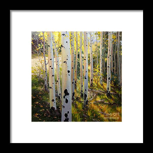 Nature Framed Print featuring the painting Early Fall Colors of Aspen by Gary Kim