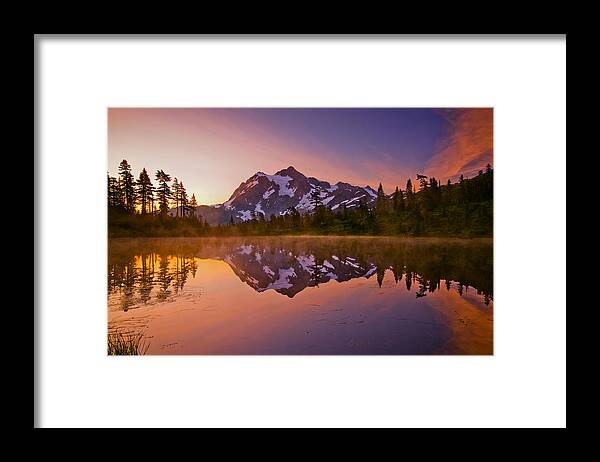 Sunrise Framed Print featuring the photograph Early Morning at Picture Lake by Darren White