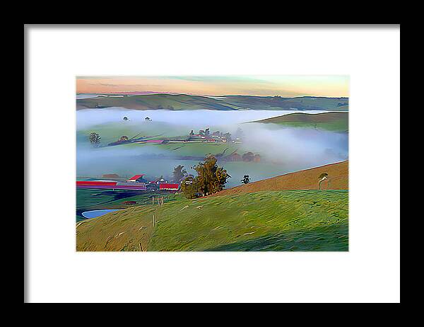 Two-rock Valley Framed Print featuring the digital art Early morning fog over Two Rock Valley by Wernher Krutein