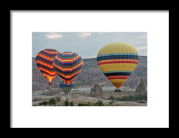 Dawn Framed Print featuring the photograph Early Morning Hot Air Balloons In by Izzet Keribar