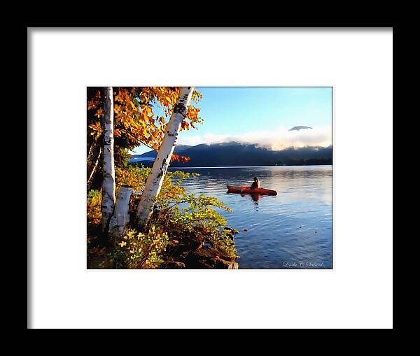 Lake George Framed Print featuring the painting Early Morning Kayaker by Linda Seifried