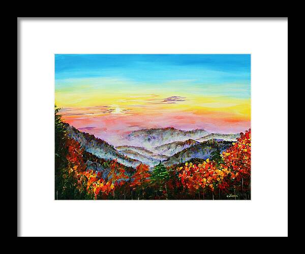 Mountains Framed Print featuring the painting Early Morning Smoky Mountains by Karl Wagner