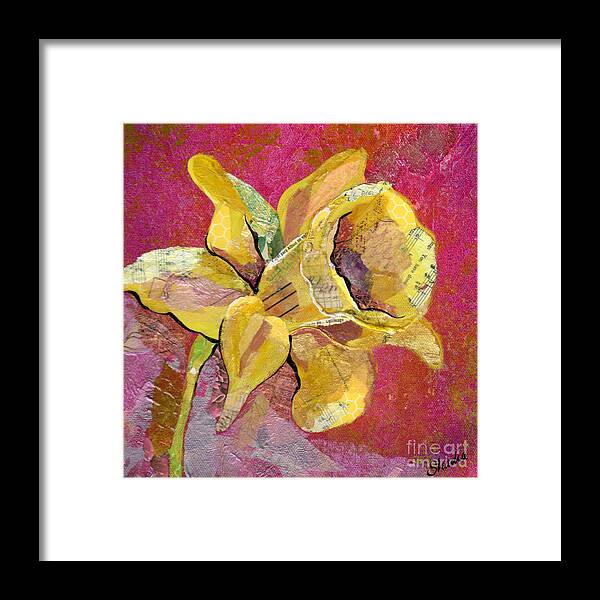 Flower Paintings Framed Print featuring the mixed media Early Spring I Daffodil Series by Shadia Derbyshire
