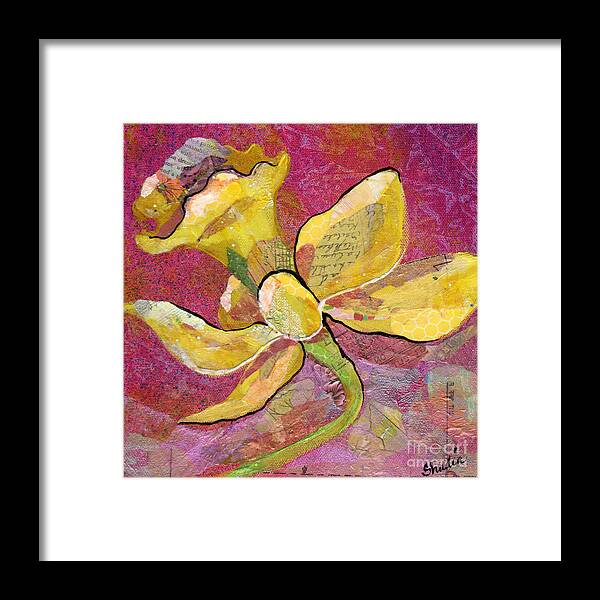 Flower Paintings Framed Print featuring the painting Early Spring IV Daffodil Series by Shadia Derbyshire