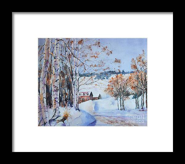 Birch Trees Framed Print featuring the painting Early Winter Day by Marta Styk