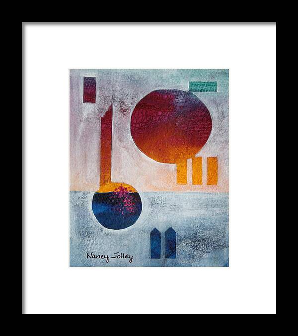 Abstract Framed Print featuring the painting Earth and Sky by Nancy Jolley