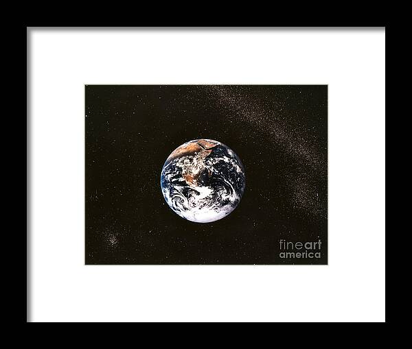 No People; Vertical; Outdoors; Science; Discovery; Apollo 11; Planet Earth; Space Exploration; Space Framed Print featuring the photograph Earth Seen From Apollo 17 Africa And Antarctica Visible by Anonymous