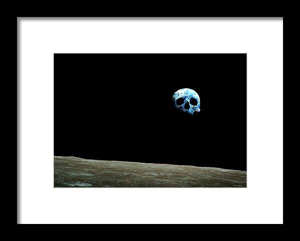 Earth Framed Print featuring the photograph Earthrise As Skull by Animate4.com/science Photo Libary