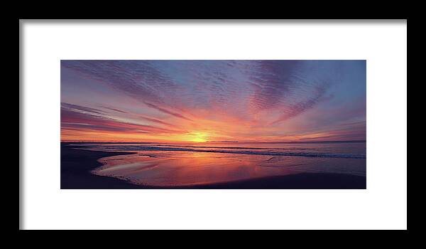 Water's Edge Framed Print featuring the photograph East Beach Sunrise by Zachary Turner Photography