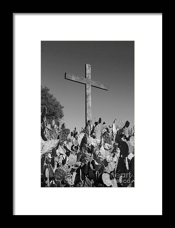 Cross Framed Print featuring the photograph Easter Cross Black and White by Jeanette French