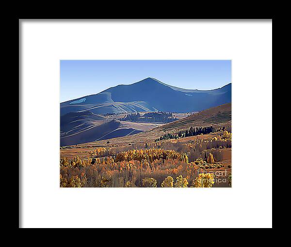 Eastern Sierra Nevada Range Framed Print featuring the digital art Eastern Sierra Nevada Autumn by Wernher Krutein