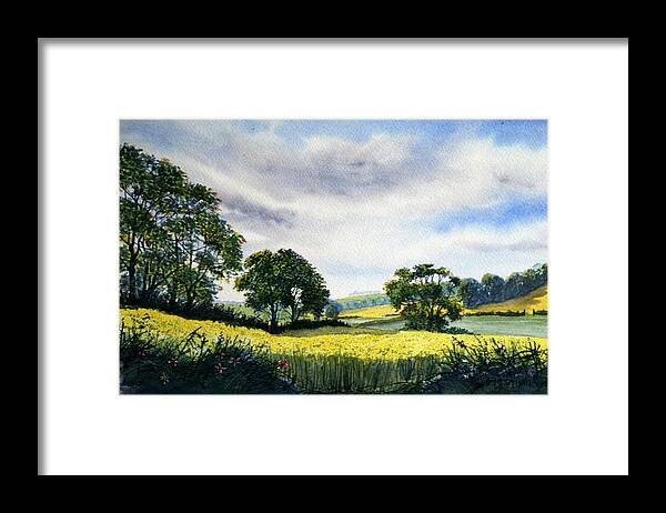 Watercolour Framed Print featuring the painting Eastfields from Woldgate by Glenn Marshall