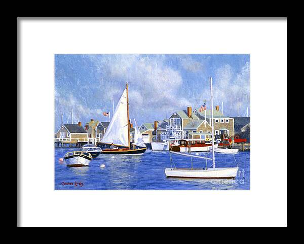 Nantucket Framed Print featuring the painting Easy Street Basin Blues by Candace Lovely