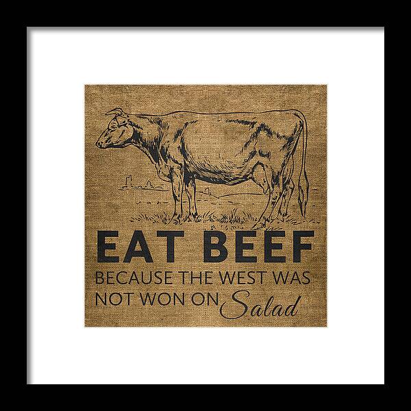 Illustration Framed Print featuring the digital art Eat Beef by Nancy Ingersoll