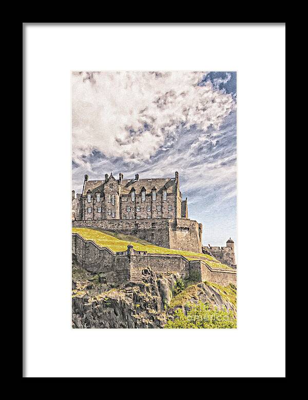 Oil Framed Print featuring the painting Edinburgh Castle Painting by Antony McAulay
