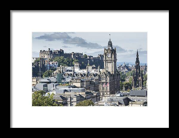 Clock Tower Framed Print featuring the photograph Edinburgh cityscape by John Lawson, Belhaven