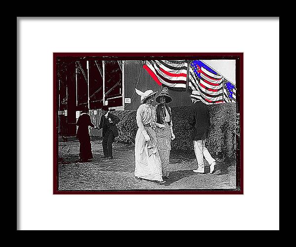 Edith Kane Walking June 14 Framed Print featuring the photograph Edith Kane walking June 14 1915 Color added 2013 by David Lee Guss