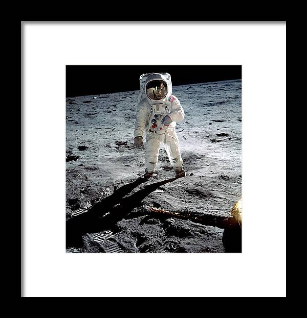 Aldrin Framed Print featuring the photograph Edwin 'buzz' Aldrin On The Moon by Nasa/science Photo Library