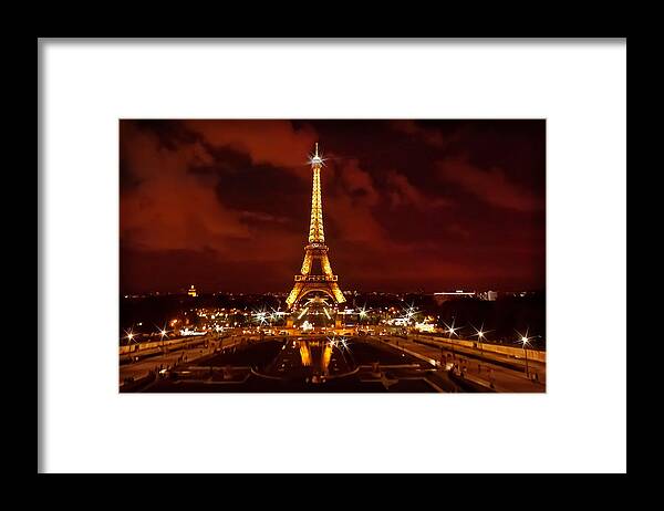 Crystal Framed Print featuring the photograph Eiffel Tower After Sunset by Mitchell R Grosky
