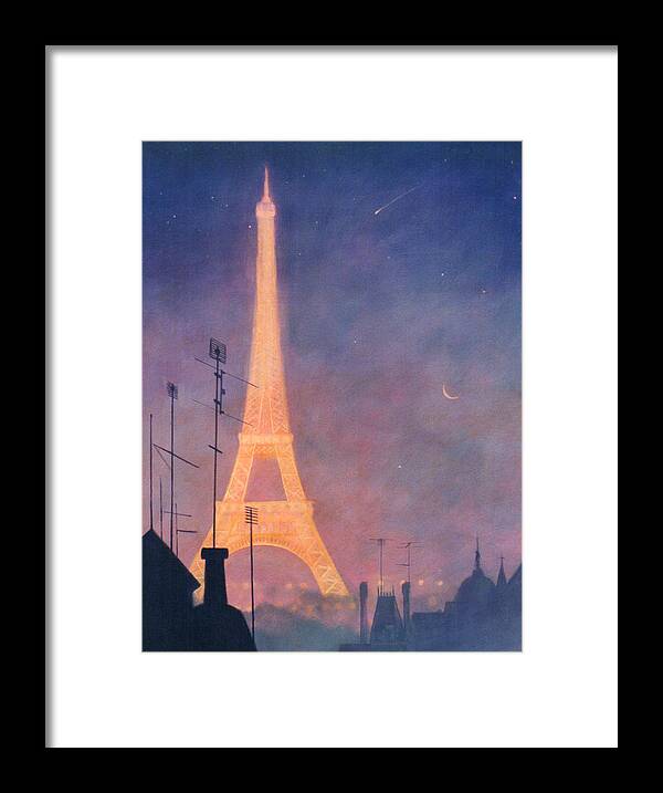 Paris Framed Print featuring the painting Eiffel Tower by Blue Sky