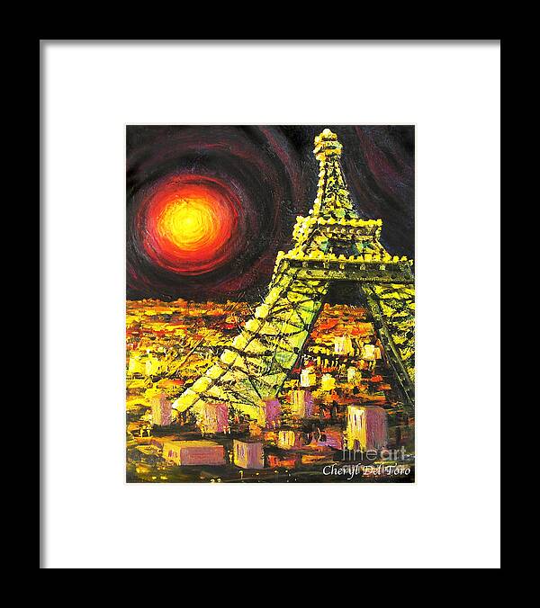 Eiffel Tower Framed Print featuring the painting Eiffel Tower by Cheryl Del Toro
