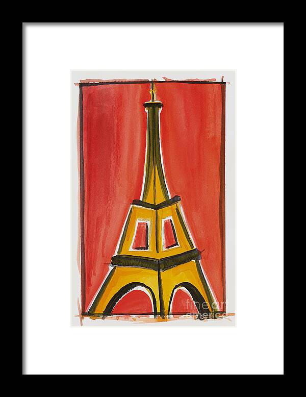  Framed Print featuring the painting Eiffel Tower Orange and Yellow by Robyn Saunders