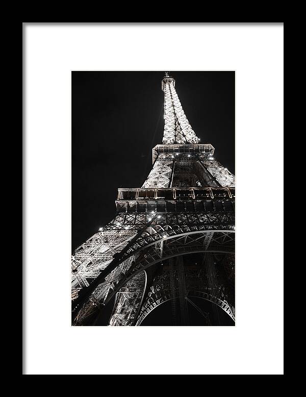 Landmark Eiffel Tower At Night Pairs France Framed Print featuring the photograph Eiffel Tower Paris France Night lights by Patricia Awapara