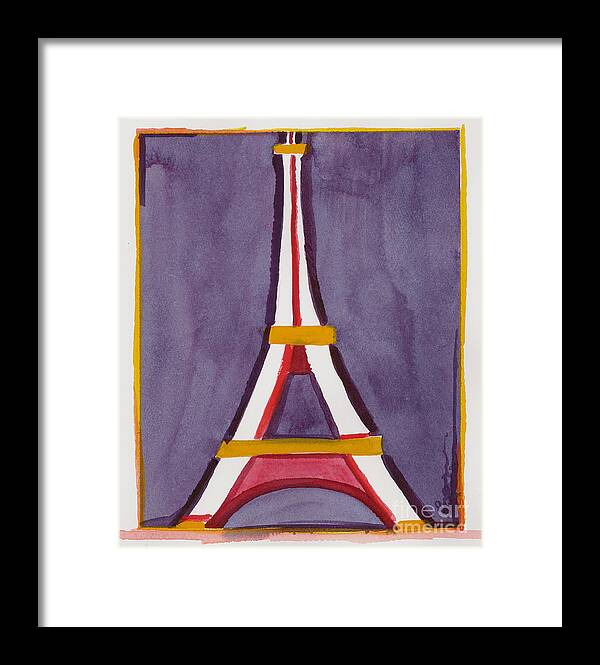 Effel Tower Framed Print featuring the painting Eiffel Tower Purple Red by Robyn Saunders