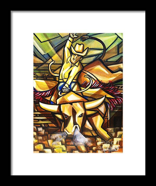 Eight Seconds Framed Print featuring the painting Eight Seconds by Ruben Archuleta - Art Gallery
