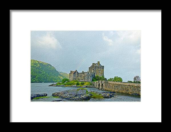 Eilean Donan Castle Framed Print featuring the photograph Eilean Donan Castle Textured 2 by Chris Thaxter