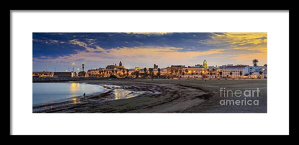 Andalucia Framed Print featuring the photograph El Rompidillo Beach Panorama Cadiz Spain by Pablo Avanzini