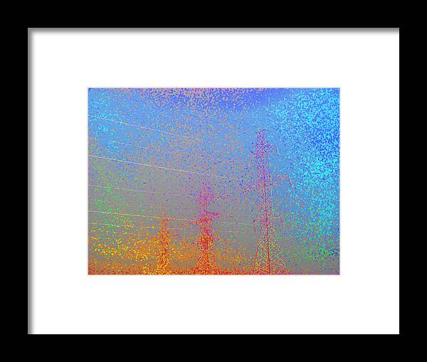 Abstract Framed Print featuring the photograph Electic Power Lines in Fog AE 2 by Lyle Crump