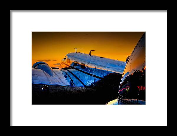 Aviation Framed Print featuring the photograph Electra Sunset by Chris Buff