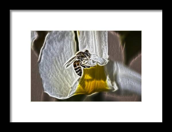 Bee Framed Print featuring the digital art Electric Bee by Photographic Art by Russel Ray Photos