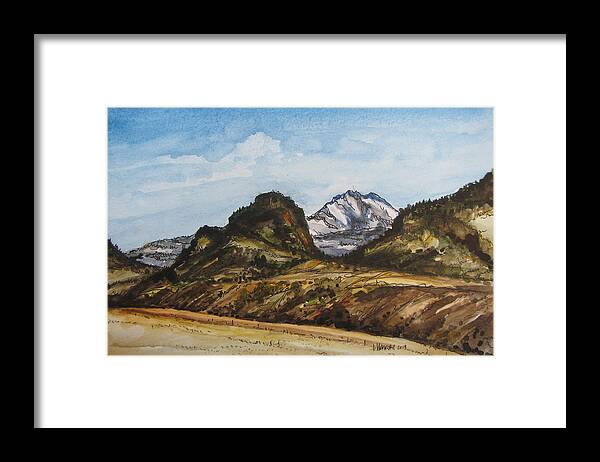 Montana Framed Print featuring the painting Electric Peak from Gramps porch by Les Herman