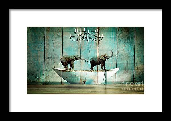 Blue Framed Print featuring the digital art Elefantos by Aimelle Ml