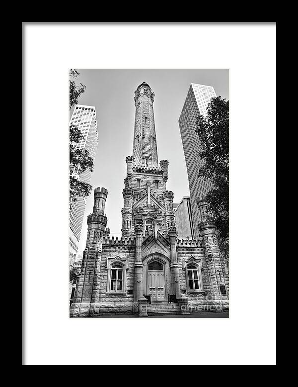 'old Water Tower' Framed Print featuring the photograph Elegant old Water Tower in black and white by Linda Matlow