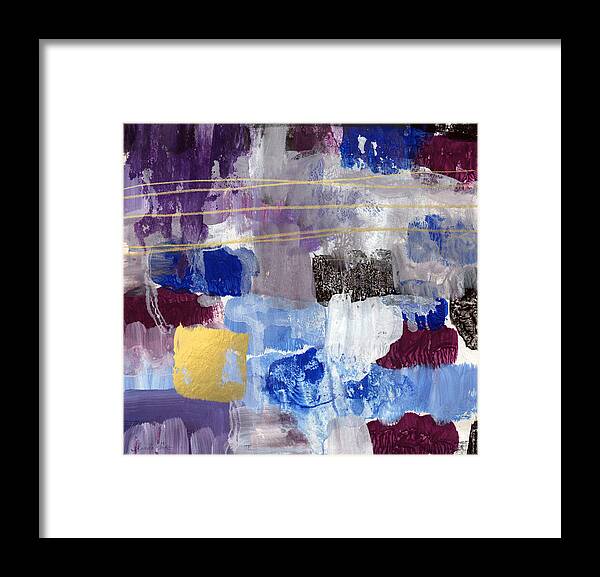 Contemporary Abstract Framed Print featuring the painting Elemental- Abstract Expressionist Painting by Linda Woods