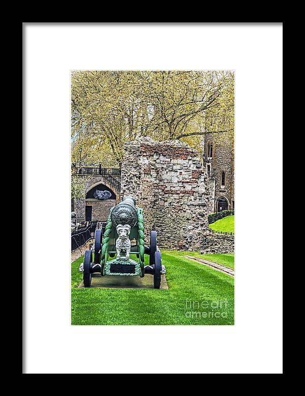 Travel Europe Framed Print featuring the photograph Elephant and Cannon of the Tower by Elvis Vaughn