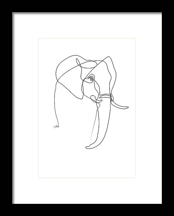 Elephant Framed Print featuring the digital art Elephant line by Quibe Sarl