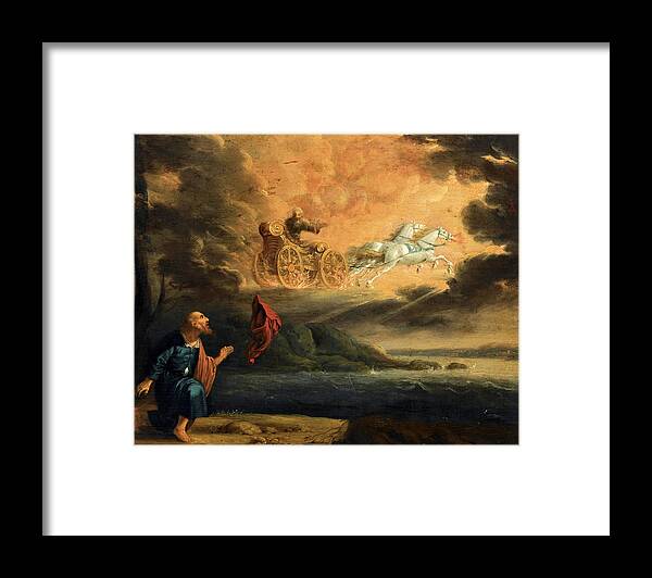 Pieter Symonsz Potter Framed Print featuring the painting Elijah taken up into Heaven in the Chariot of Fire by Pieter Symonsz Potter