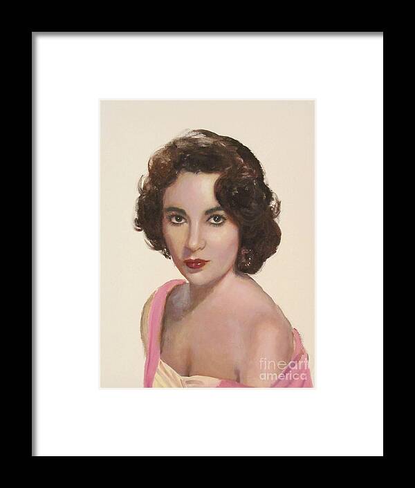 Sean Wu Framed Print featuring the painting Elizabeth Taylor by Sean Wu