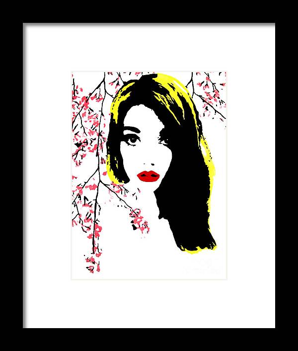 Flowers Framed Print featuring the painting Elsa With Cherry Blossoms by Alexandra Rose