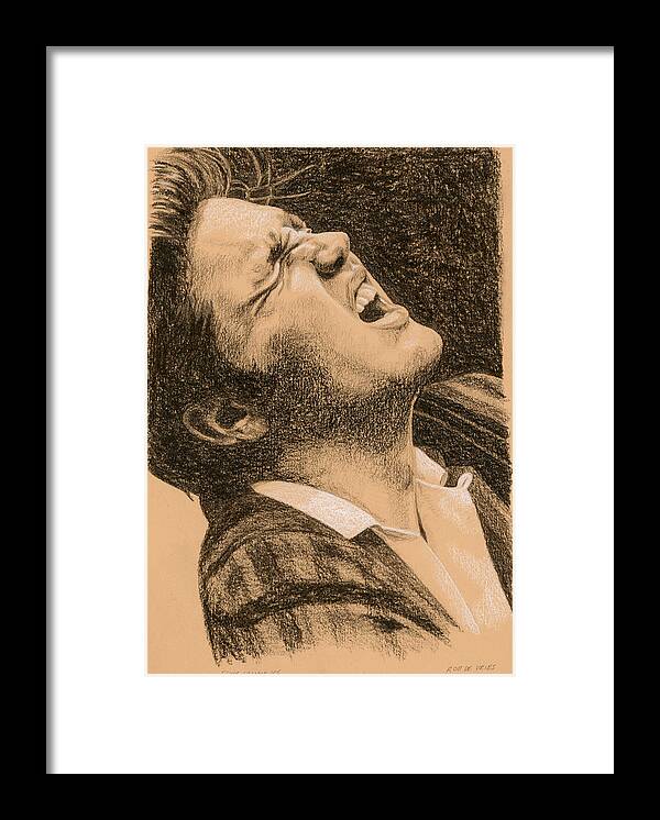 Elvis Framed Print featuring the drawing Elvis Studio '56 by Rob De Vries